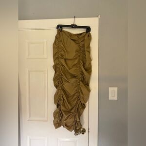 AKIRA Green Maxi Bubble Skirt with Ruched Detail